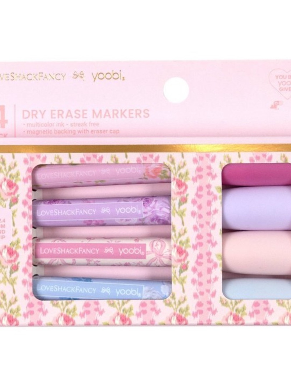 💗🎯 LoveShackFancy × Target - Yoobi - 4pk Floral Dry Erase Markers